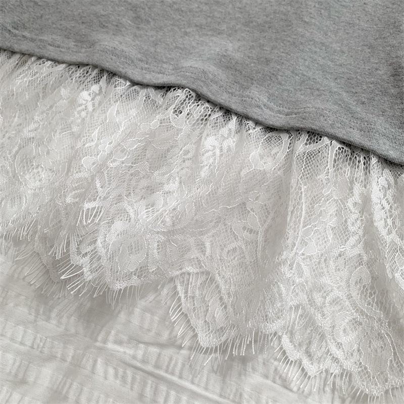 Frühling/Sommer 2025 Damen Ärmelloses Layering-Top mit Spitzensaum