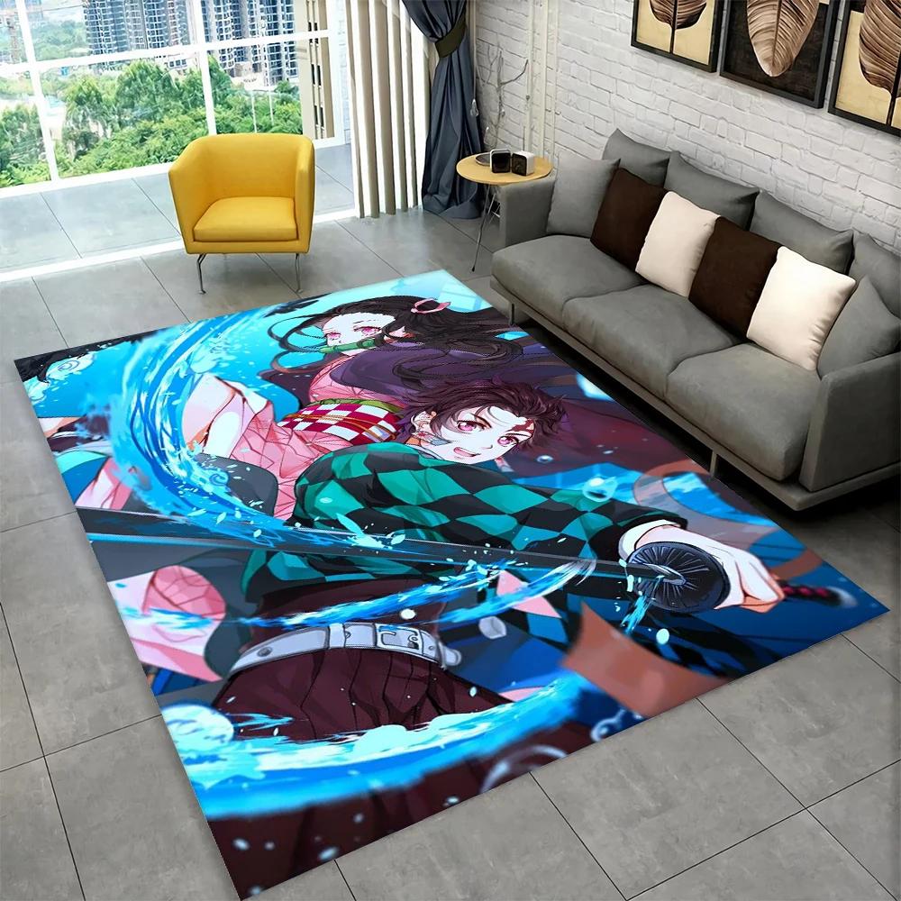 Anime Kamado Nezuko Demon Slayer Area Rug,Carpet Rug for Living Room Children Bedroom Sofa Doormat Decor,Kid Non-slip Floor Mat
