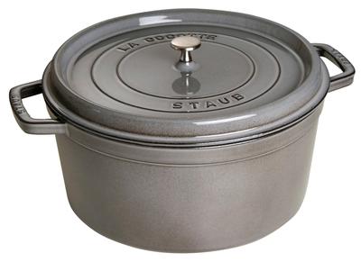 Staub Cocotte Apvalus Pilkas Didelis Rankų Darbo Emaliuotas Puodas Suderinamas su IH Japonų La Cocotte Apvalus "Pico 34cm" [Autorizuotas Produktas] 40510-308