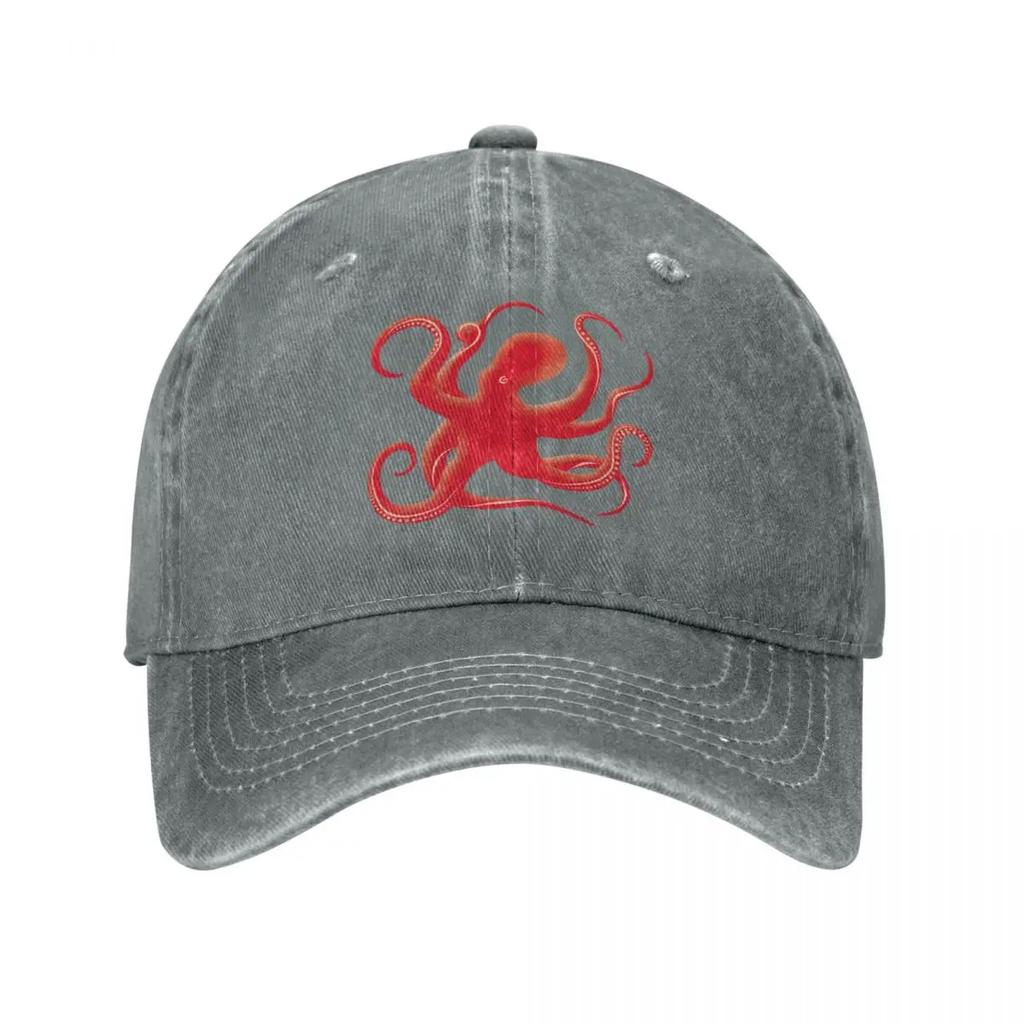 Red Octopus Silhouette Baseball Cap Hats Anime Hat Cap For Women Men'S