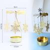 Rotating Candle Holder Metal Gold Christmas Present No Battery Heat Powered Spinning Carousel for Home Desk Counter Sweet Decor
