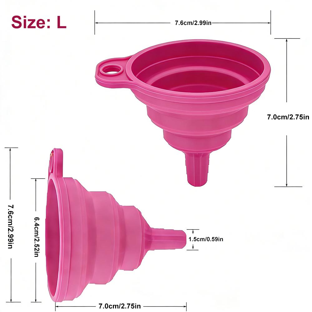 S/M/L Kitchen Silicone Collapsible Funnel Set of 3 Foldable-Cooking for Filling Bottles Perfume Capsules Fry Oil Filter