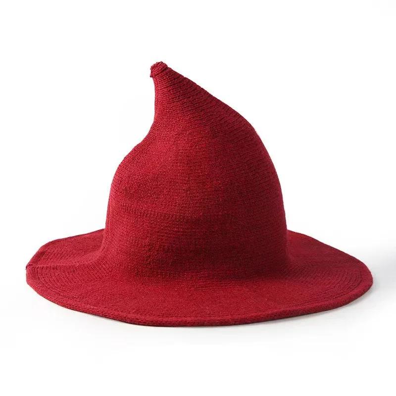Halloween Vintage Wool Knit Hat Women's Witch Hat Dress Up Party Masquerade Hat Holiday Decoration Accessories