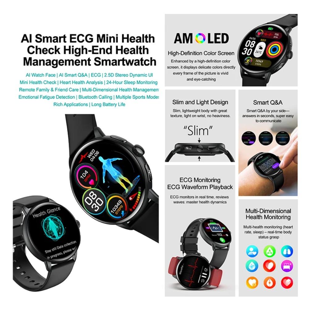 2025 New ECG Uric Acid Smart Watch Blood Component Temperature Heart Rate Stress Al Q&A Bluetooth Call Health Monitor Smartwatch