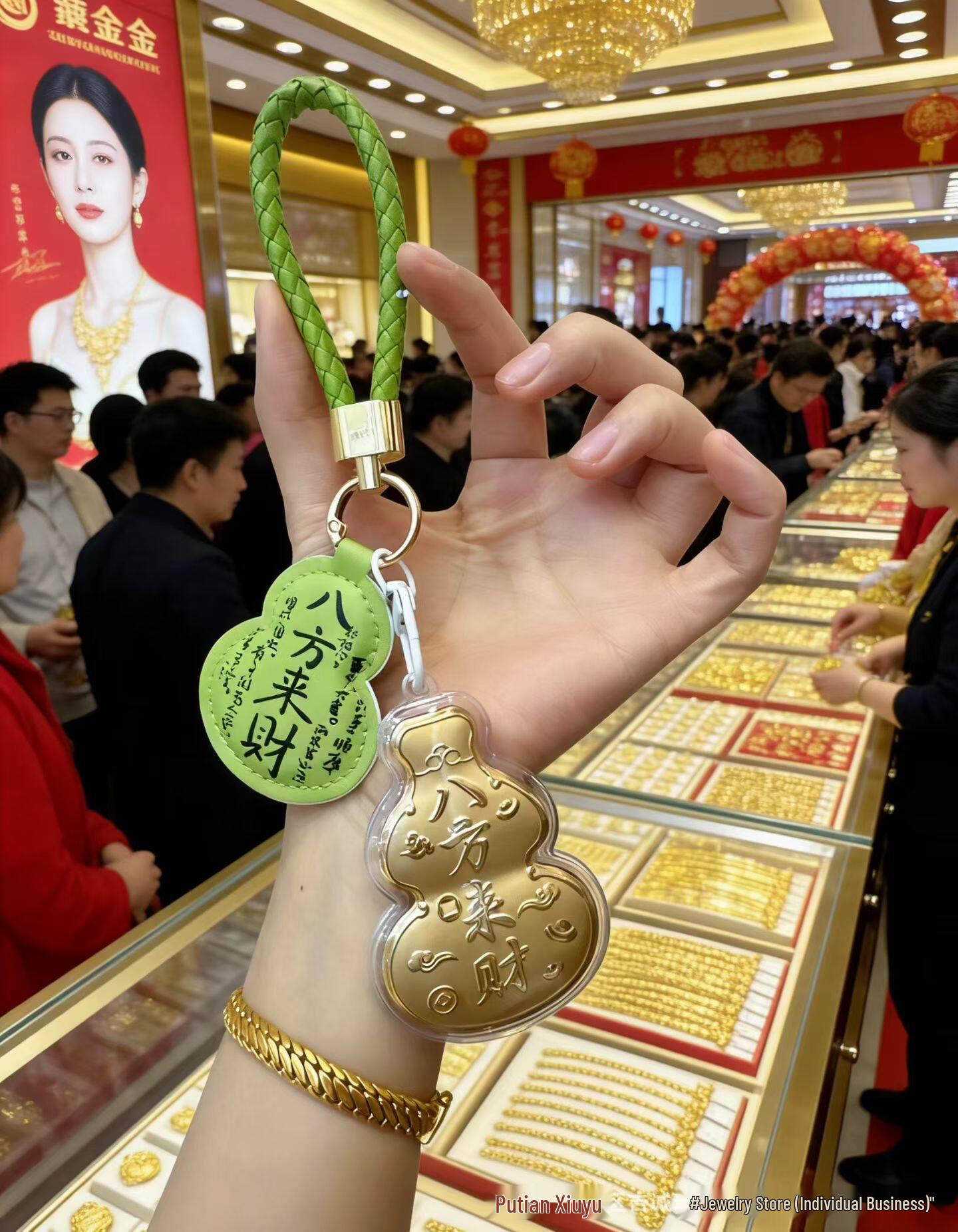 

999 Pure Gold Wealth Gourd Fu Keychain - Horse Year New Year Gift Gold Foil