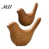 Stylish Room Decor for Home Bird Figurines with Wood Grain Look, Modern Animal Sculptures, Ceramic Birds White Accessories Living Bedroom Office