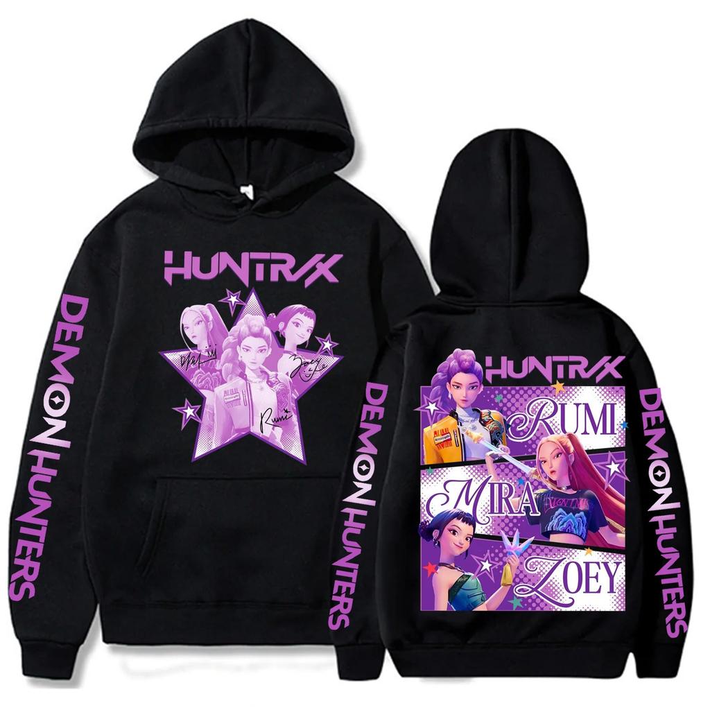 Kpop Demon Hunters Fanmerch Mira Rumi Zoey Huntrix Hoodie Harajuku Pullover Tops Man Woman Sweatshirt Fans Gift