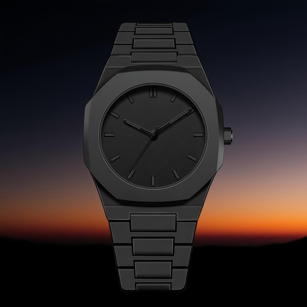 Men's Stainless Steel Quartz Watch Octagon Dial Business Casual Luxury Timepiece