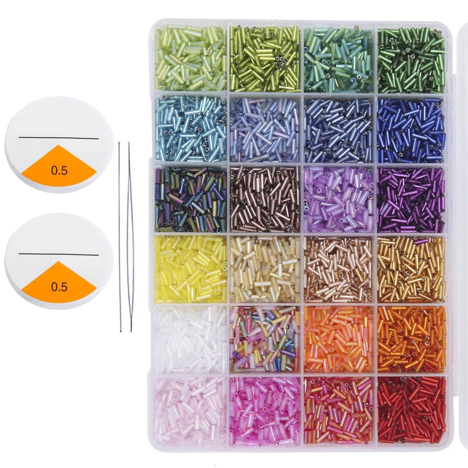 

Коллекция ярких ремесленных бусин, многоцветные стеклянные бусины-трубочки с органайзерами, инструмент для изготовления ожерелий и браслетов