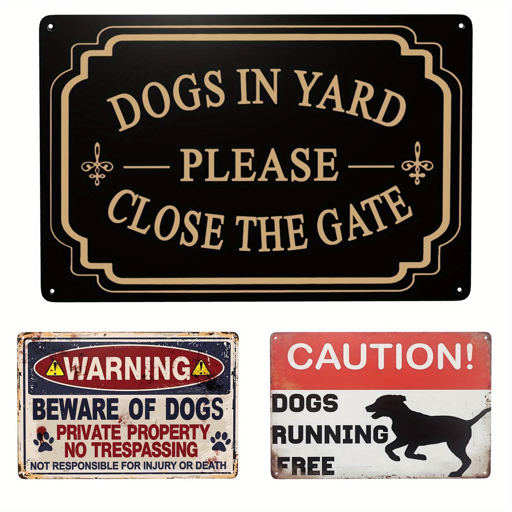 Beware of Dog Iron Sign Outdoor Fence Gate Farm Home Bar Decor Weatherproof PreDrilled