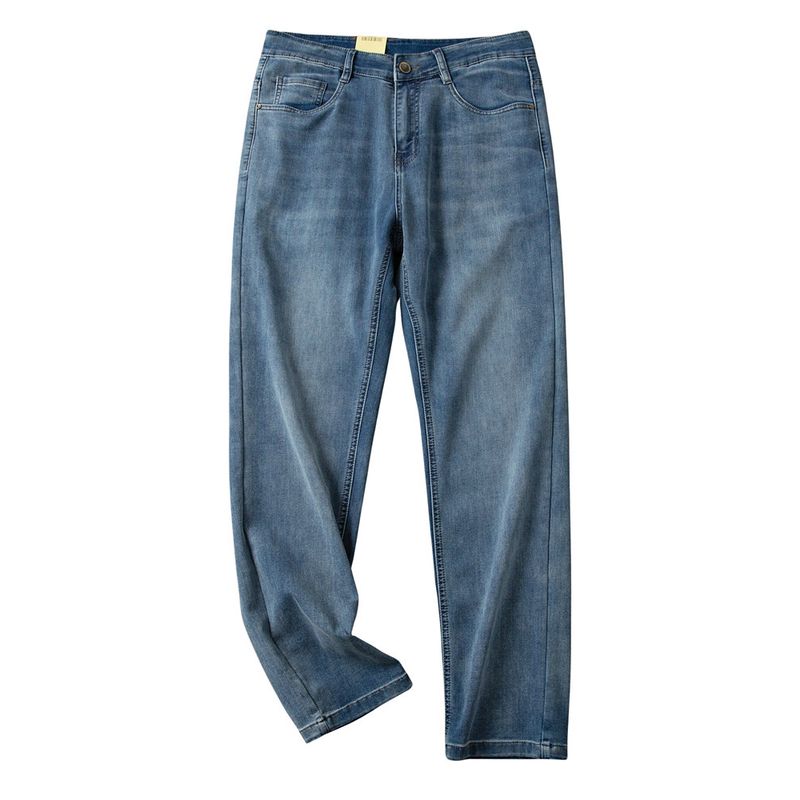 Retro Old and Slightly Fashionable Foreign Trade Tail Goods High End Men's Four Seasons Leisure Meager Slim Fit Straight Stretch Jeans