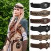 Embossed Pu Rivet Headband Medieval Style Halloween Cosplay Hairband Viking Head Ring  Girl