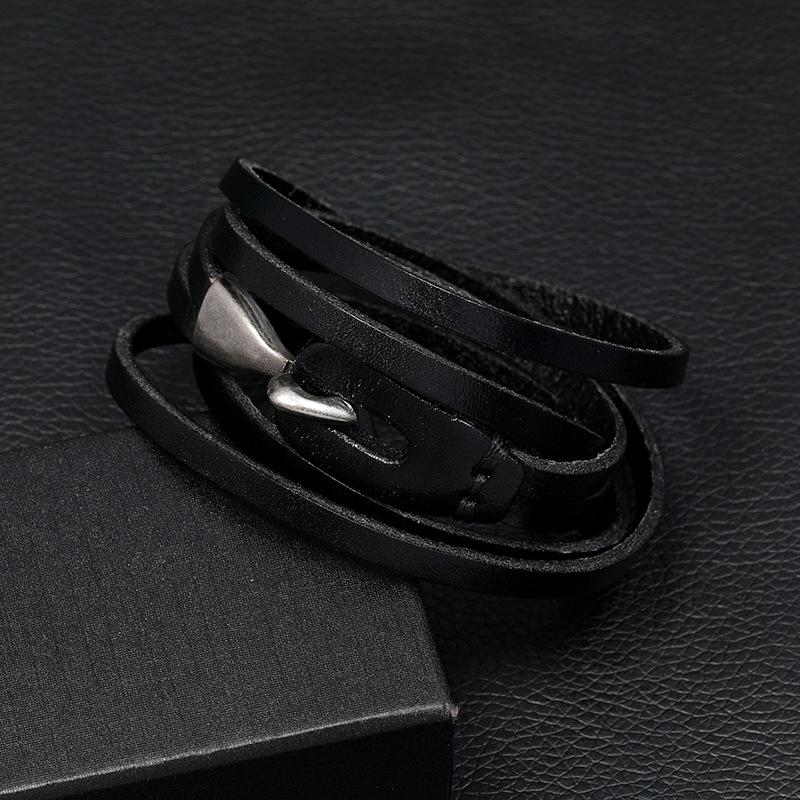 Hot Selling Retro Cowhide Multi-layer Leather Bracelets Man Simple Accessories Luxury Friendship Bracelet Homme Jewelry