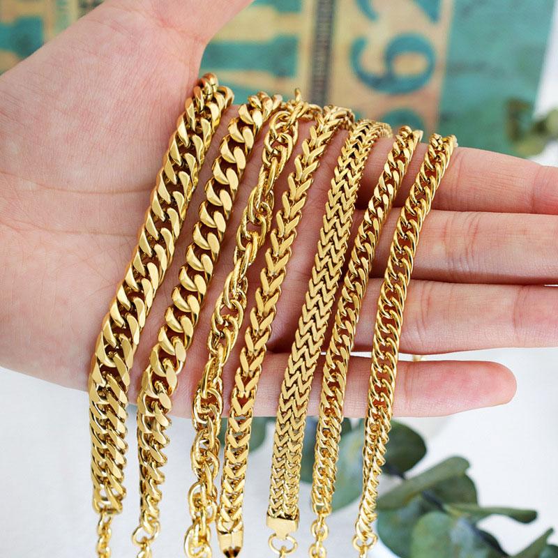 Custom Stainless Steel Fashion Chain Link Bracelets 14k 18k Gold Plated Bracelet & Bangles for Women