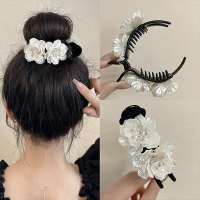 Shell Blume Haarnadel Vintage Elegante Frauen Exquisite Mode Süße Pferdeschwanz Clip Mädchen Ente Schnabel Clip Schmuck Urlaub Geschenke Haar Zubehör