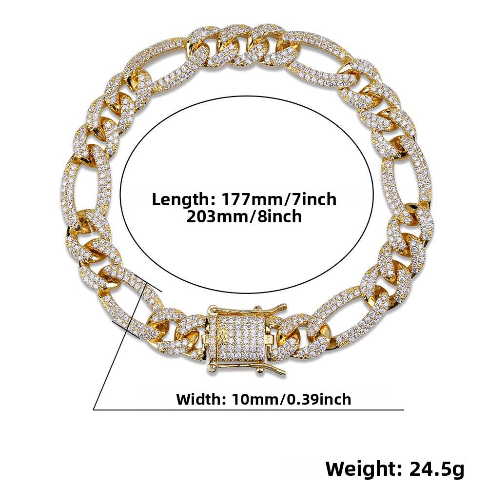 Hip-hop European American Style Figaro Necklace Zircon Iron Inlaid Zirconium Trendy Men's Bracelet Exclusively Cross-border