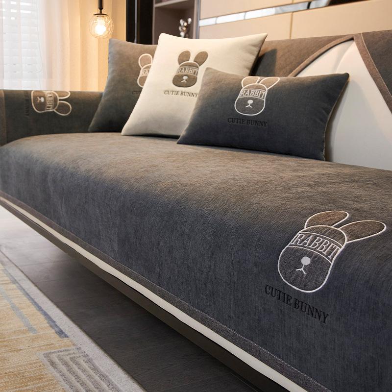 Cuscino per divano in ciniglia di lusso leggero, cuscino per sedile universale per tutte le stagioni, nuovo stile, copridivano in pelle antiscivolo, asciugamano in stoffa