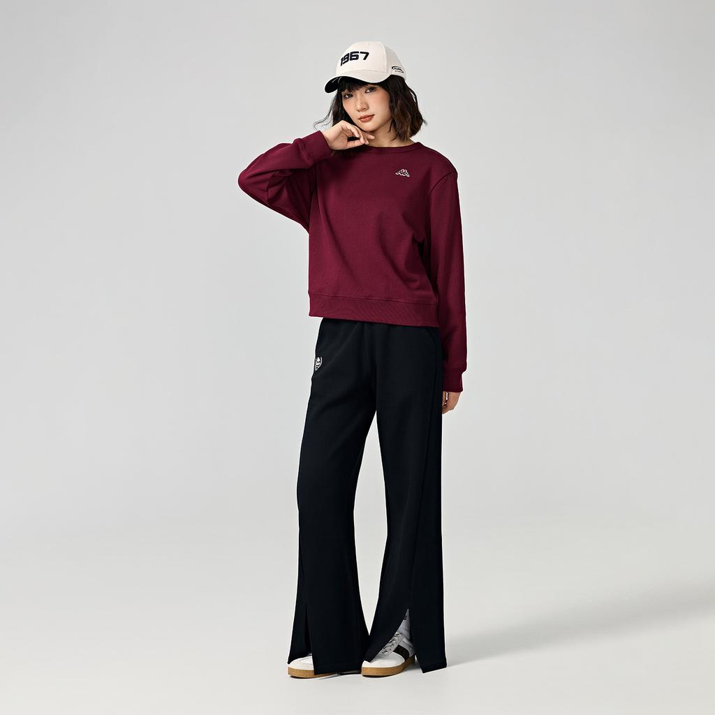 Kappa 1916 Series Loose Casual Wide-Leg Soft Comfortable Simple Knit Sports Pants Women pants Black K0E82AK01