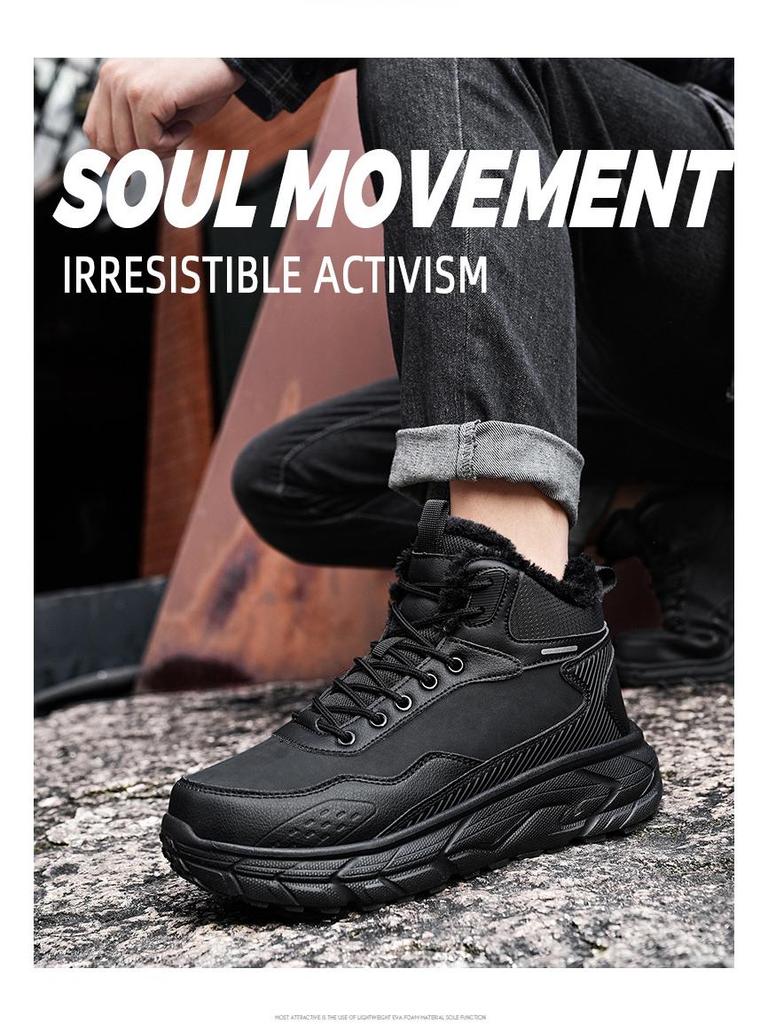 2024 Men's Waterproof Cotton Snow Boots, Winter Warm Velvet Sneakers, Cold-Proof Ankle Boots