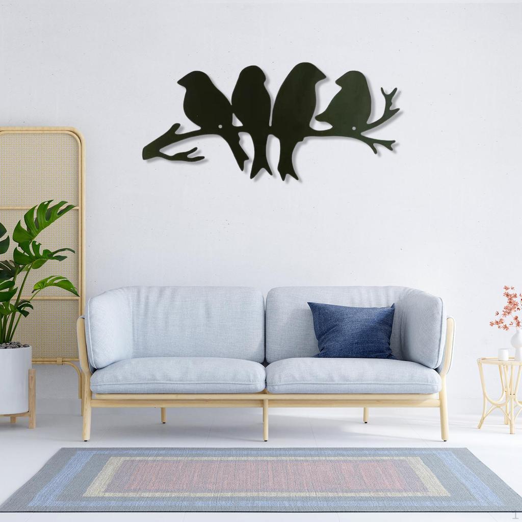 Birds On The Branch Metal Wall Art, Hanging Crafts Ornaments Bird Sculpture Animal Figurine for