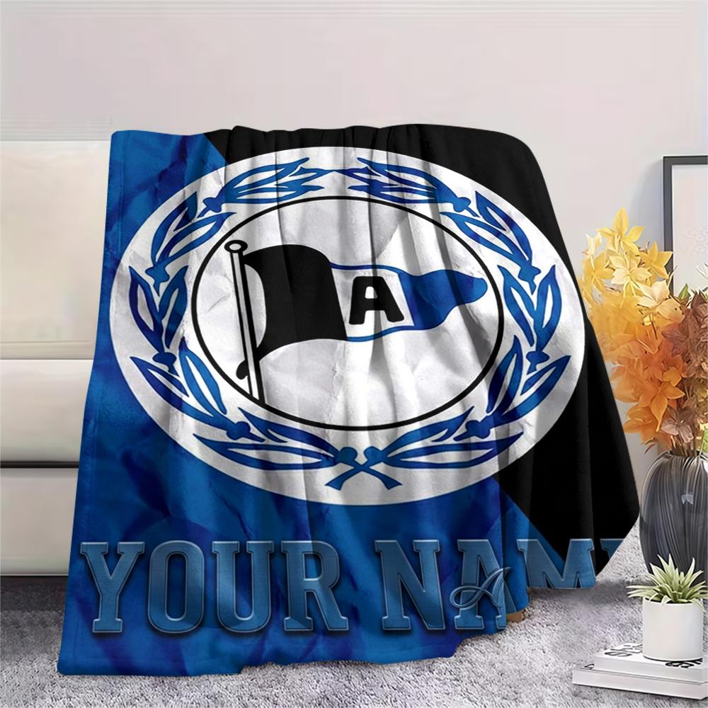 1PC Custom Name DSC Arminia Bielefeld Patterned Flannel Blanket Suitable For All Seasons for Home Decor Warmth and Comfort Gifts Holiday Present_xia