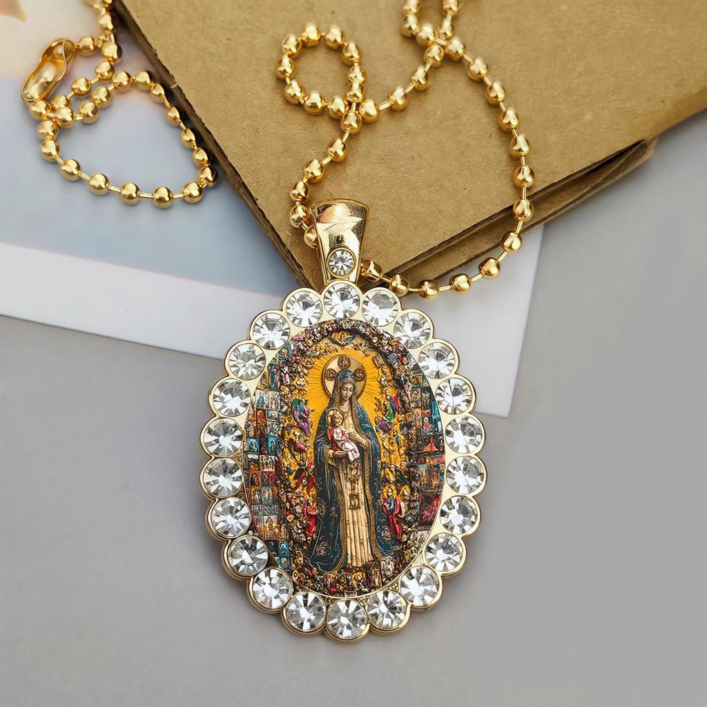 Unisex Oval Necklace with Figure Pattern - European & American Style