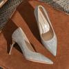French Sequin High Heels: Xiuhe Wedding Dress Pointed Toe Flats for Women