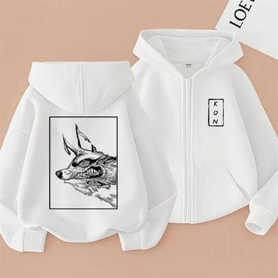 Anime Chainsaw Man Hayakawa Aki Fox Devil Kon Zipper Hoodie Men Women Manga Oversized Zip Up Jacket Male Vintage Casual Hoodies