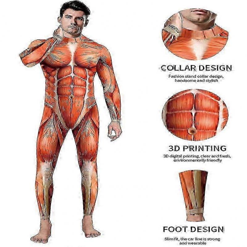 Halloween Cosplay Kostüme Anzug Mode 3D Muskeldefinition Hautdruck Herrenkostüm Jumpsuit Sexy Bodysuits