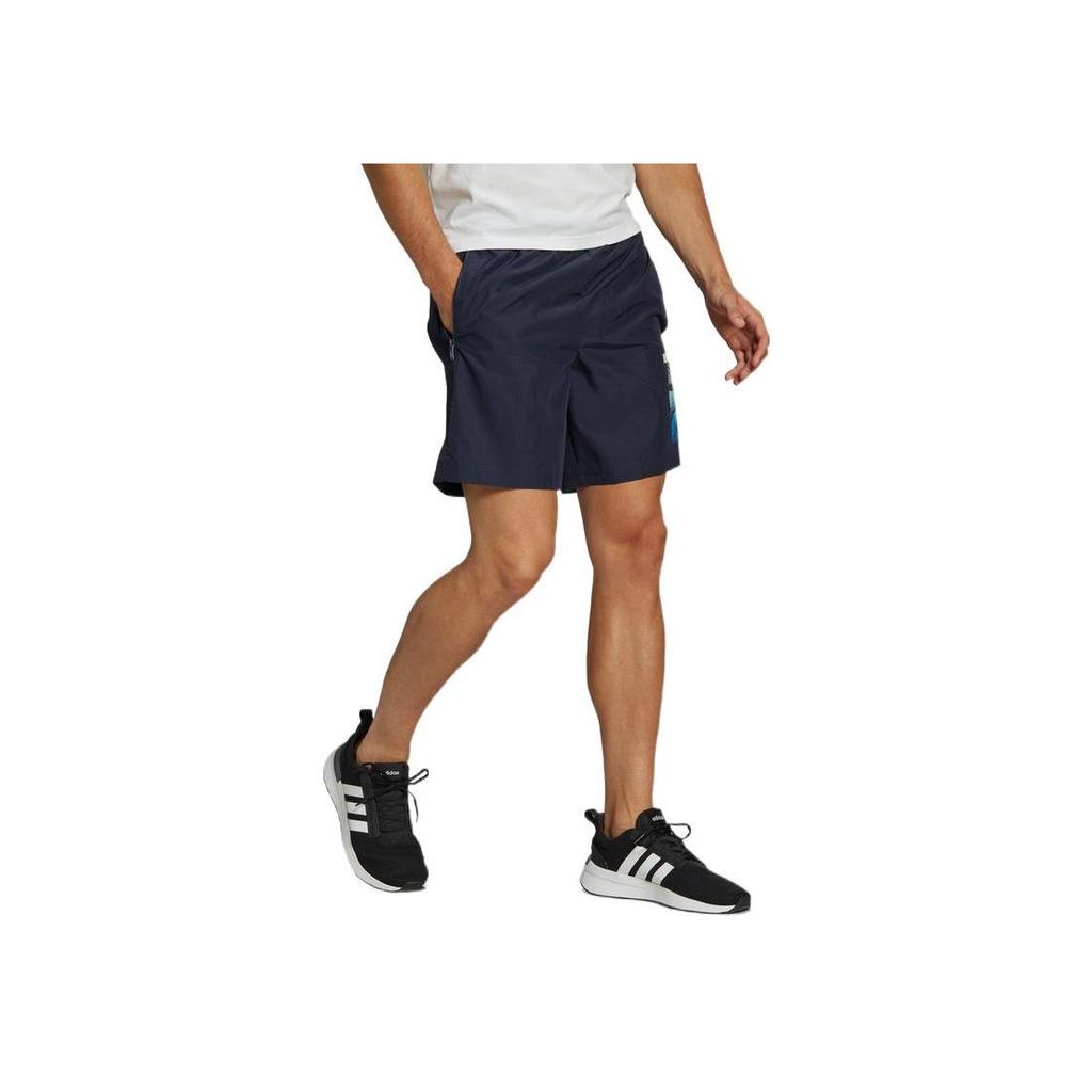 Adidas Solid Color Logo Casual Shorts Men Bottoms Ink-Blue HE4307