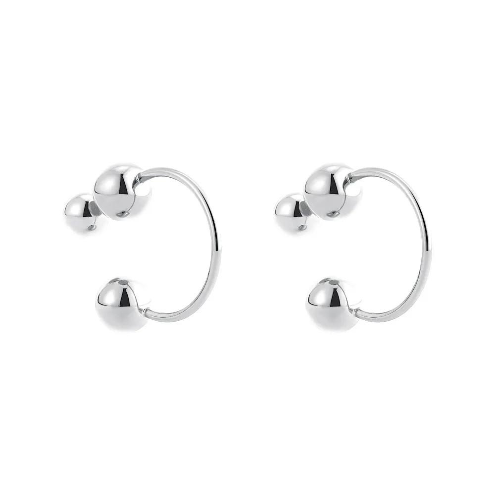 Metallkugel-Ohrstecker Europäisch und Amerikanisch Vorder- und Rückseite Stecker-Ohrringe Damen Mädchen Reise Hochzeitszubehör