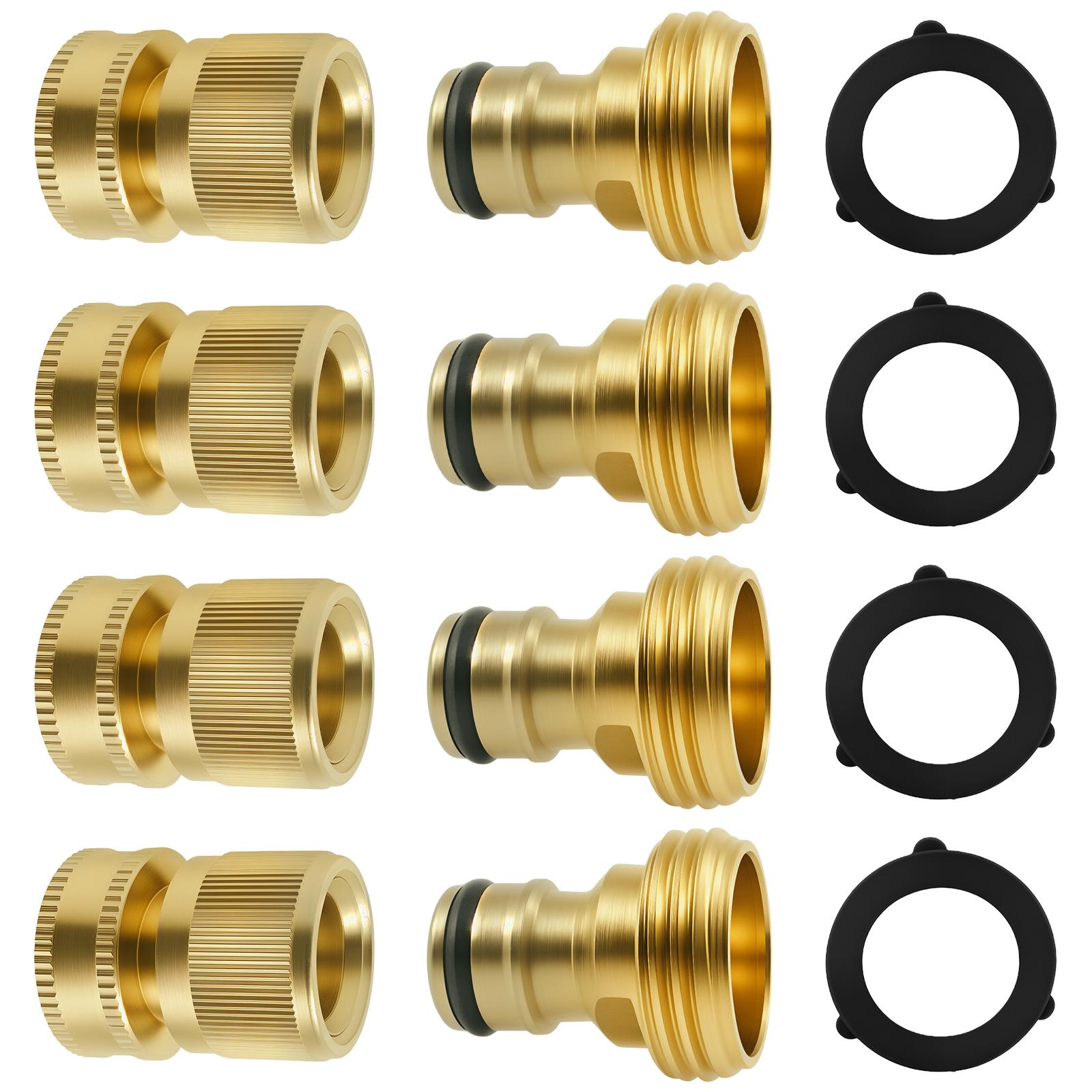 

4Pcs Brass Hose Quick Connector Set 3/4 Water Stop Fitting Copper Thread Tap Coupling Garden Watering Gun Adapter
