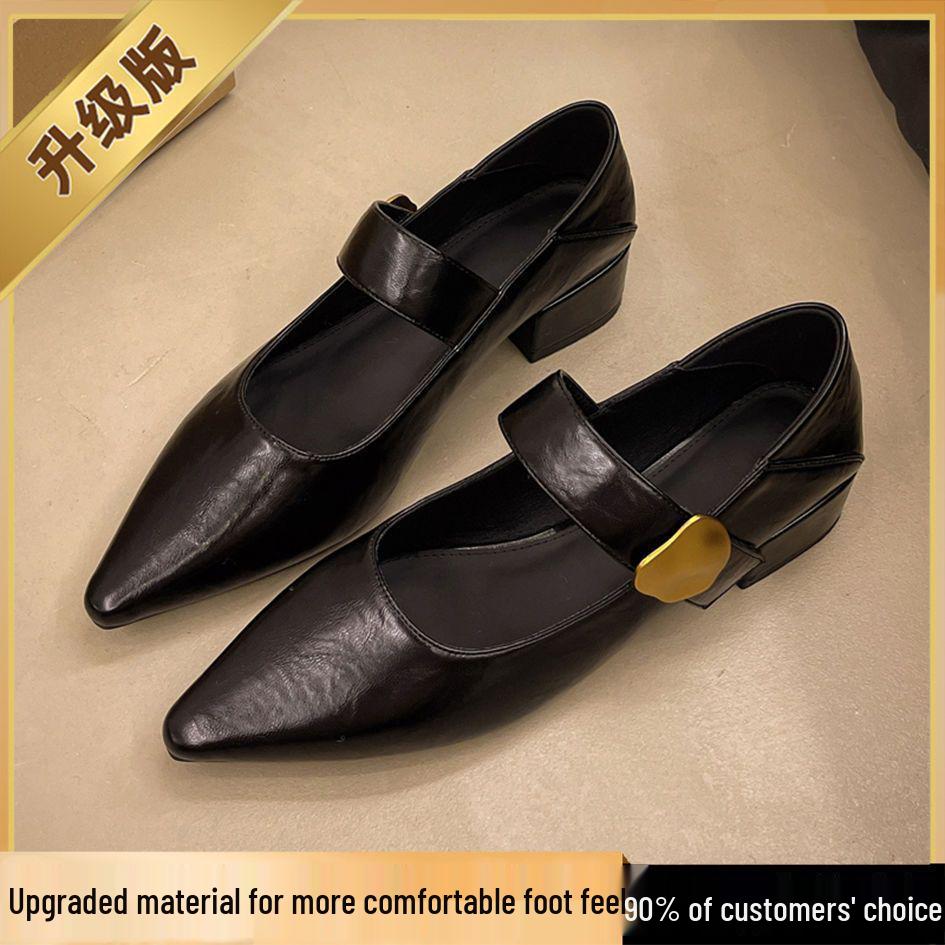 Women's Retro Brown Leather Mary Jane Loafers - Pointed Toe Soft Sole (2025)