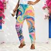 Women S Plus Size Loose Fit Printed Long Pants Black Pink Gradient With Pockets