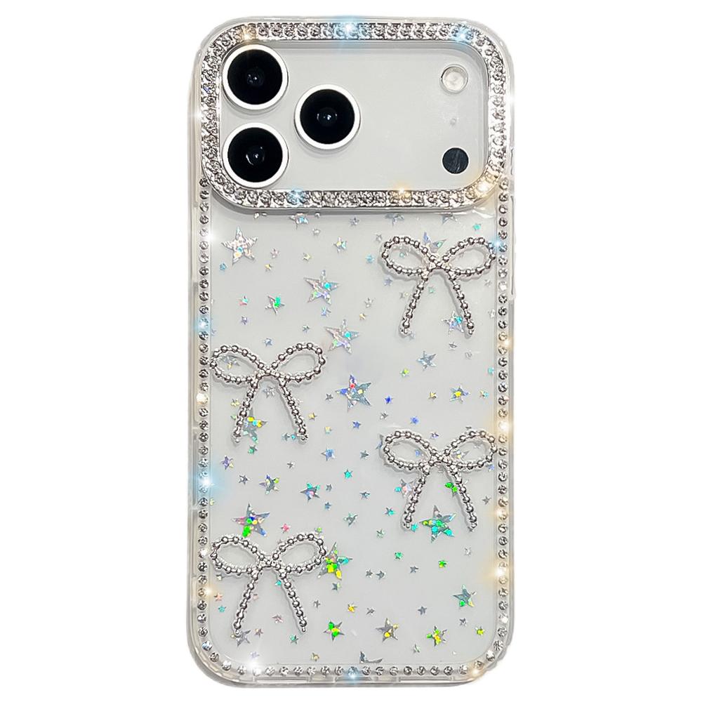 For iPhone 17 Pro Case Rhinestone Edge Butterfly Bow Decor TPU+PC IMD Phone Cover