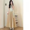Summer High Waist A Line Skirt With Pleated Design For Casual Wear