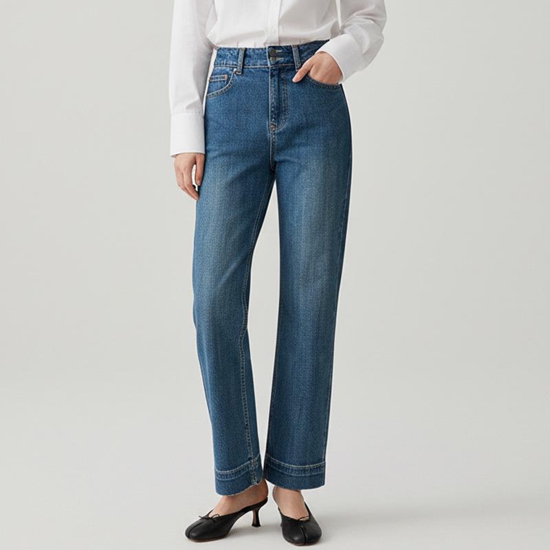 

Spring Women s High Waist Slimming Straight Leg Denim Pants 2X-Large темно-синий