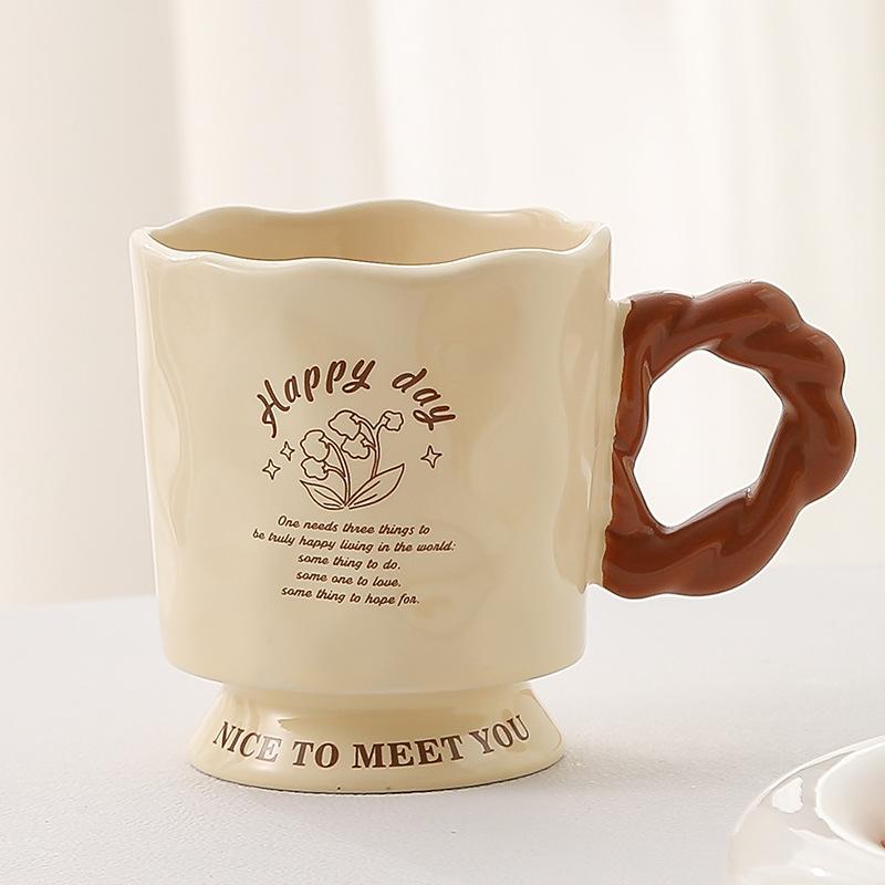 

Cream Style Ceramic Goblet Souvenir Gift Cup Mug Creative Office Water Cup Coffee Cup High-looking Women 301-400ml