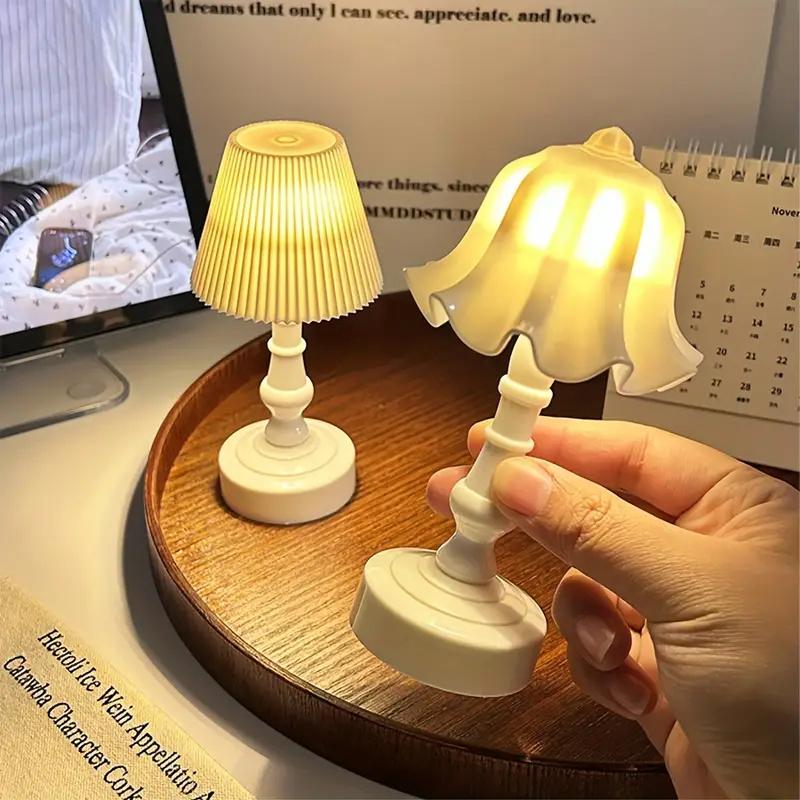 Pleated Shellflower Bud Button Battery LED Table Lamps Desk Night For Bedroom Dining Night Light Simple Modern Decoration