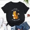 Lässige T-Shirts Damen Ich bin nicht asozial Ich bin antidumm Ästhetischer Trend Sommer Damenkleidung T-Shirt Oberteile Unisex Katze Cartoon T-Shirt