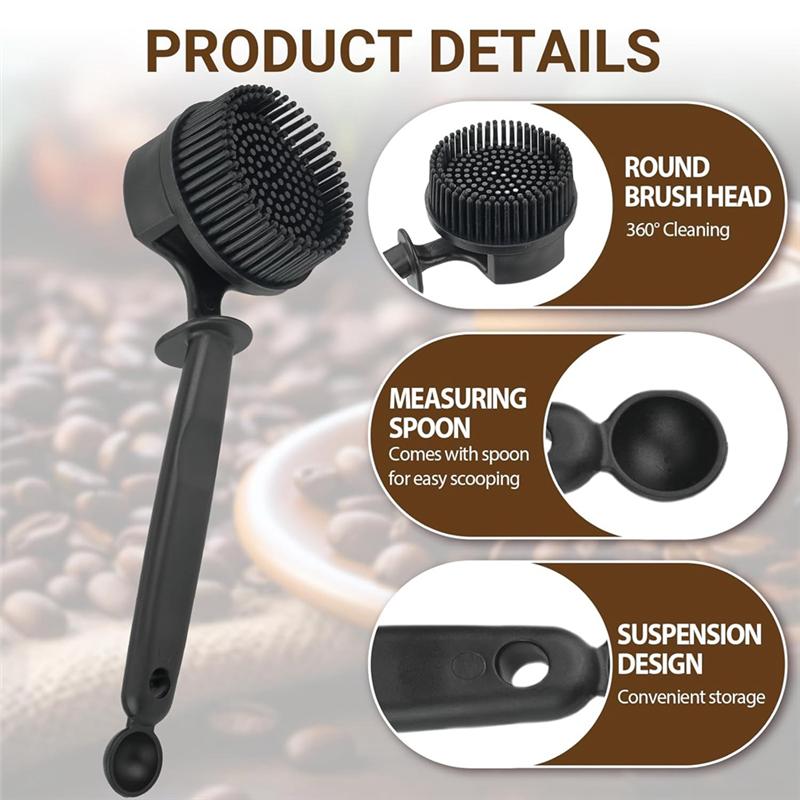A25F-For Coffee Machine Group Head Silicone Cleaning Brush 58MM For Espresso Machines, 360° Design