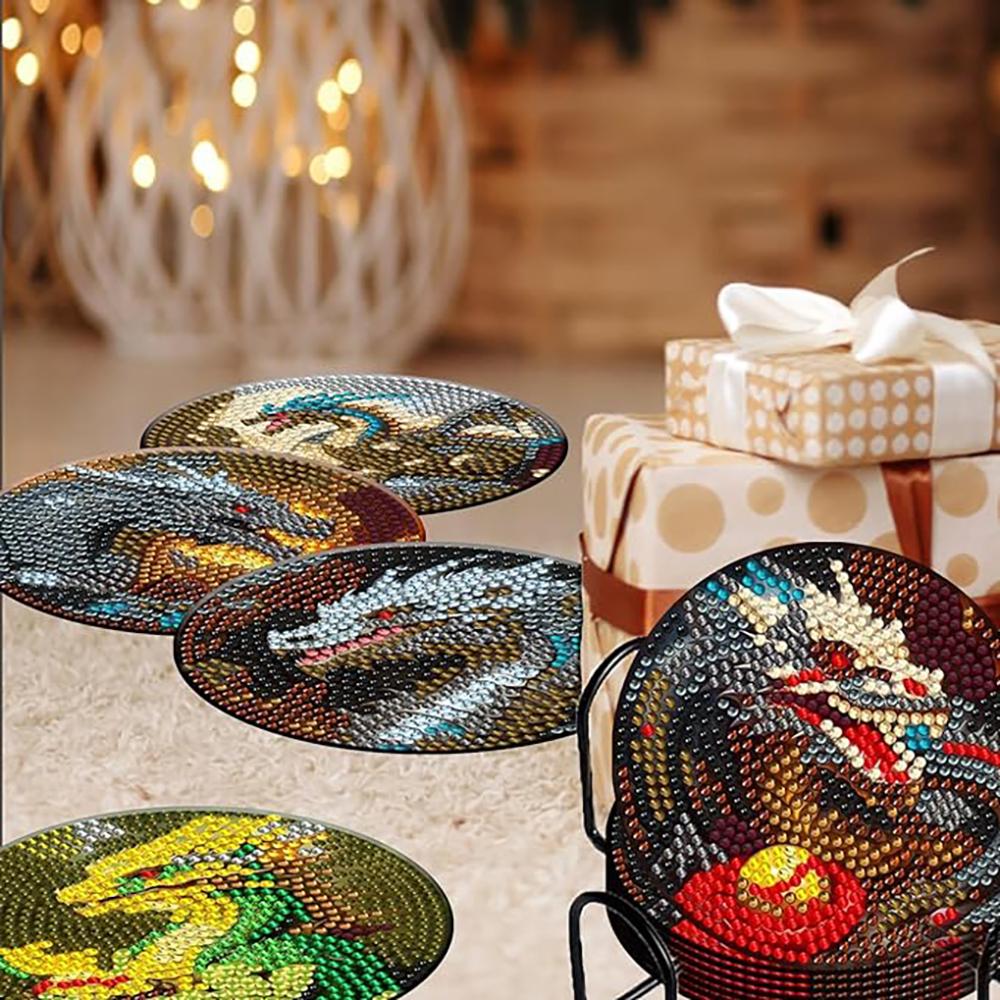 8 шт./набор деревянных подставок в форме дракона с алмазной росписью и кронштейнами — фото 4