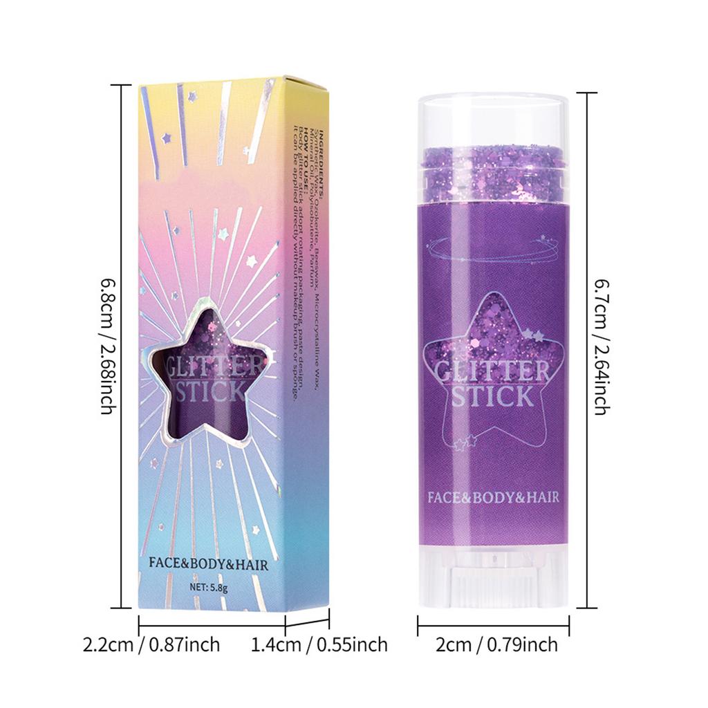 Glitter Stick for Body Art - Portable Shimmer Gel with Sequins, Sparkling Festival & Party Makeup for Face, Hair, Mardi Gras