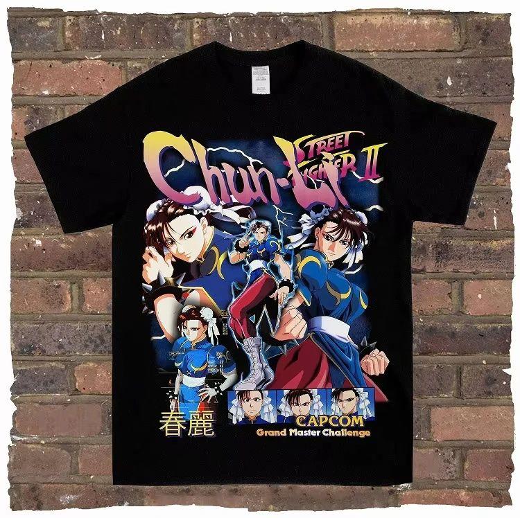 Classic Action Game Arcade Short Sleeve Printed Cotton T-Shirt Vintage High Street Top Casual Loose Streetwear Unisex
