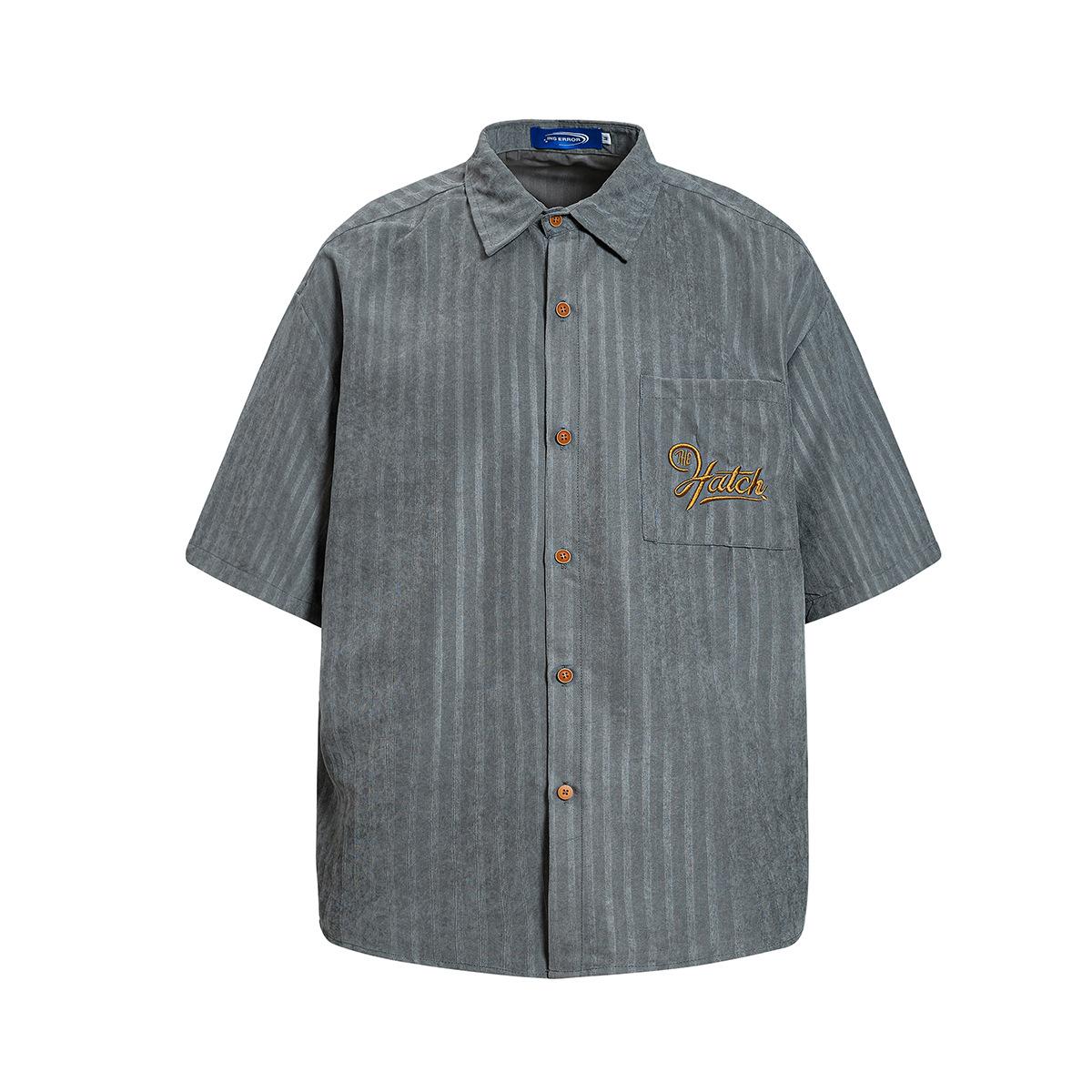 Summer American antique lazy striped shirt professional shirt men M серый