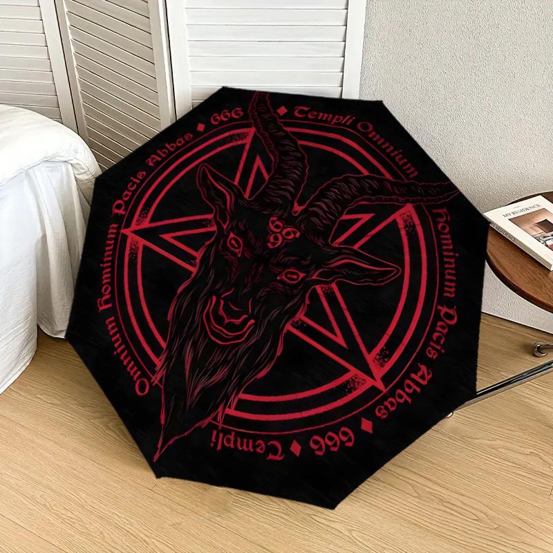 1pc Baphomet Symbol Satanic Art Umbrella with Plastic Handle,Suitable for All Seasons Home Travel Outdoor UmbrellaDD1274