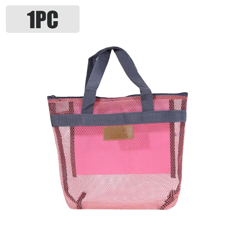 

Lightweight Mesh Beach Tote Bag Travel Organizer for Swimming Toiletries Outdoor Storage Handheld Carry Bag for Holiday Use