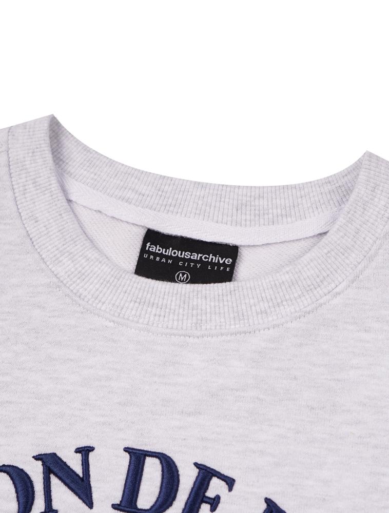 LA MAISON STUDIO Women'S Crop Le Lis Foamed Embossed Embroidery Sweatshirt Ash Gray Navy (Fcb4Ts360W)