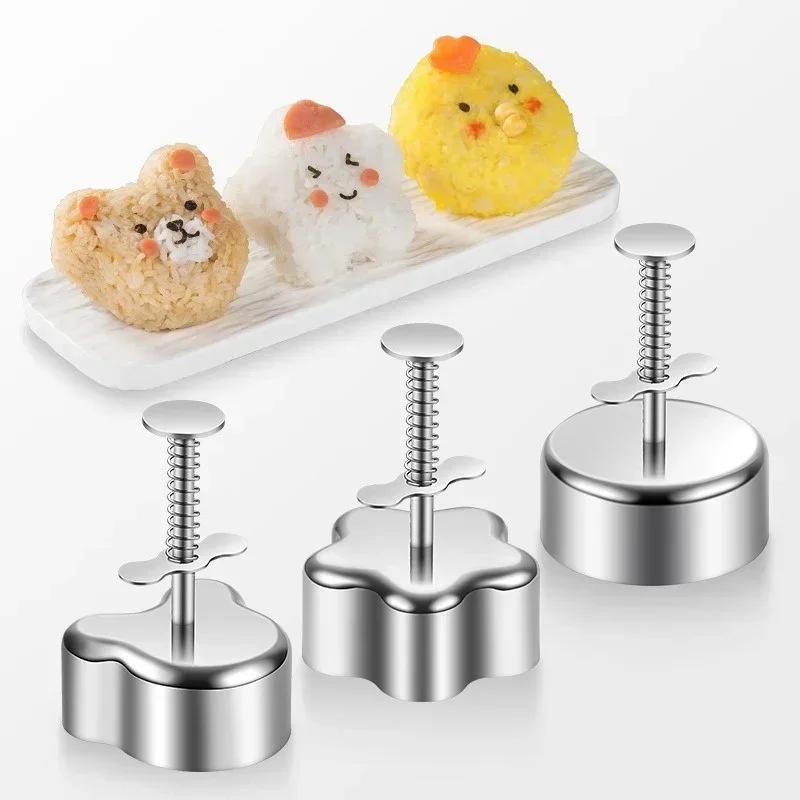 Sushi Mold DIY Rice Ball Mold Stainless Steel Creative Bear Flower Shaped Triangular Rice Ball Lunch Tool Sushi Kitchen Tools
