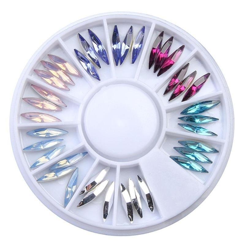 3D Nail Decoration KIt   Nail Rhinestone Colorful Marquise Flat Bottom Nail Rhinestone Stud Nail  Art